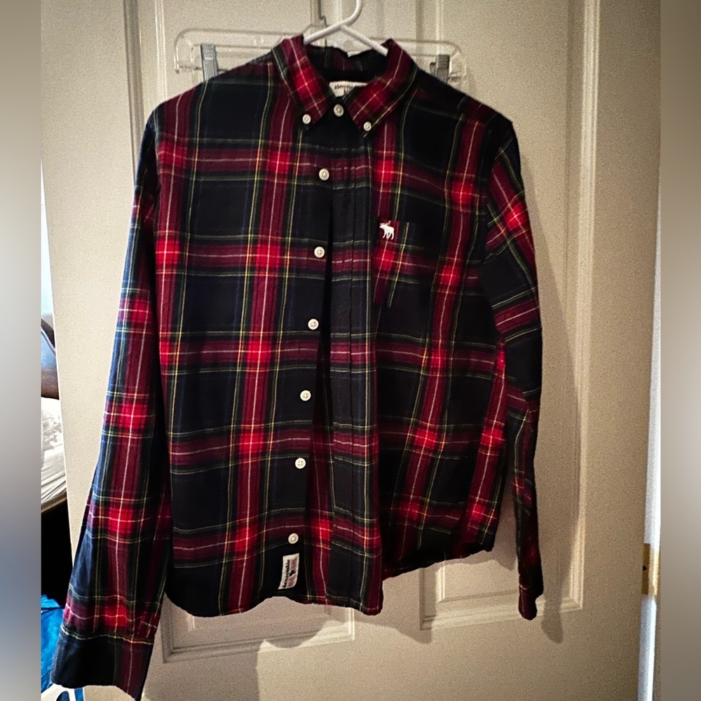 Boys-teens Abercrombie and Fitch Plaid Button-Down Shirt